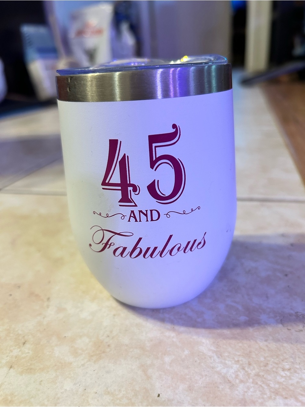 45 and Fabulous White Stainless Steel Tumbler